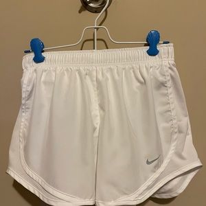 Women’s Nike running shorts, white, small